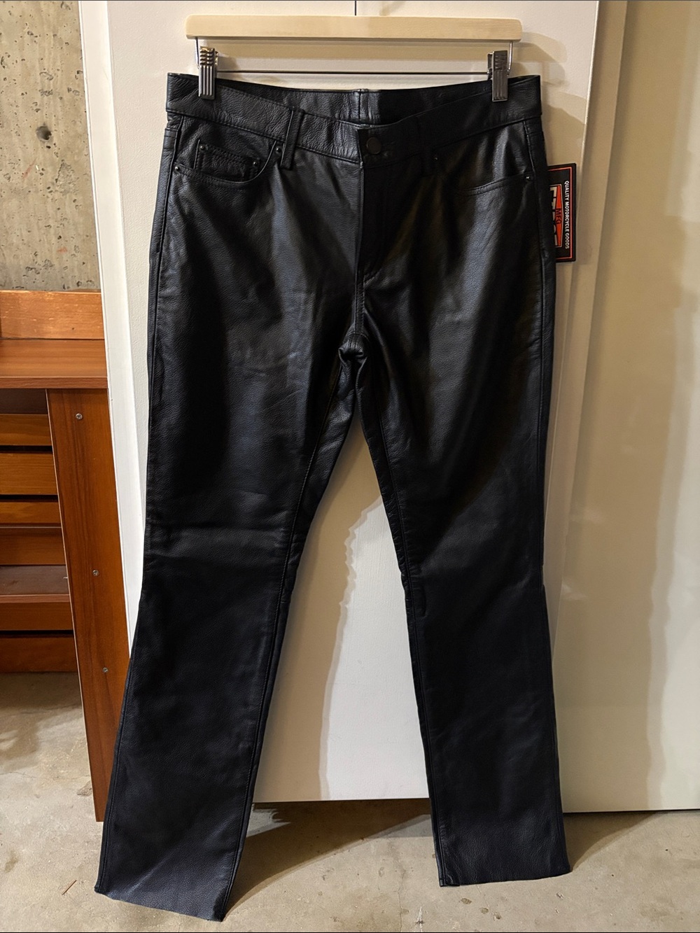 Real Leather Straight Leg Pants